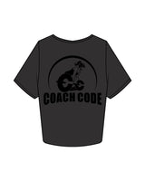 The Crop Tee - Charcoal - Coach Code - Left Chest & Back Round - Black