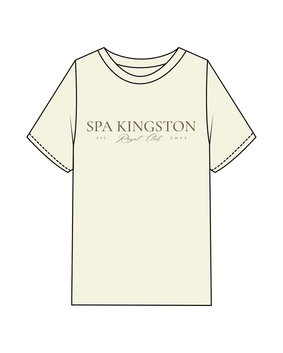 The Mens Heavyweight Tee - Off White - Spa Kingston - Center Chest Stacked & Back Corner - Printed - Walnut