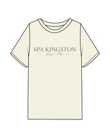 The Mens Heavyweight Tee - Off White - Spa Kingston - Center Chest Stacked & Back Corner - Printed - Walnut