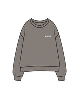 The Womens Crewneck - Washed Gray - Karve - Left Chest & Center Back Stacked - Printed - White