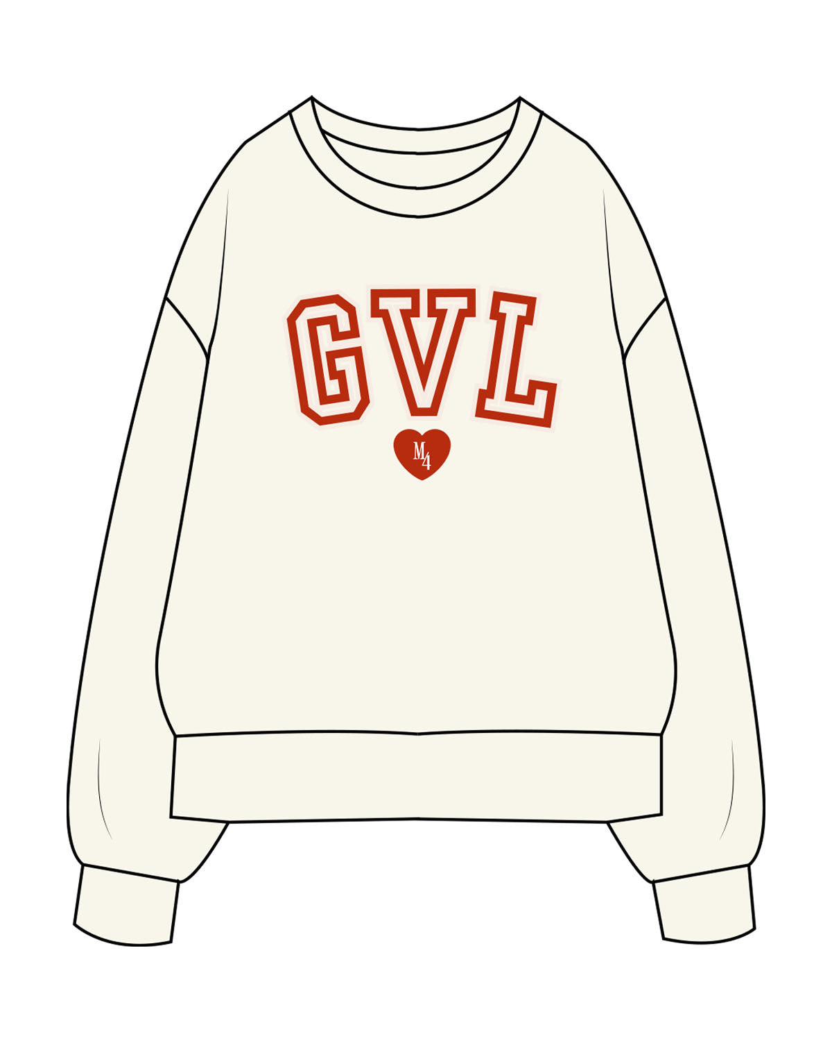 The Womens Heavyweight Crewneck - Off White - M4Lagree - Center Chest Stacked - Printed - Full Color