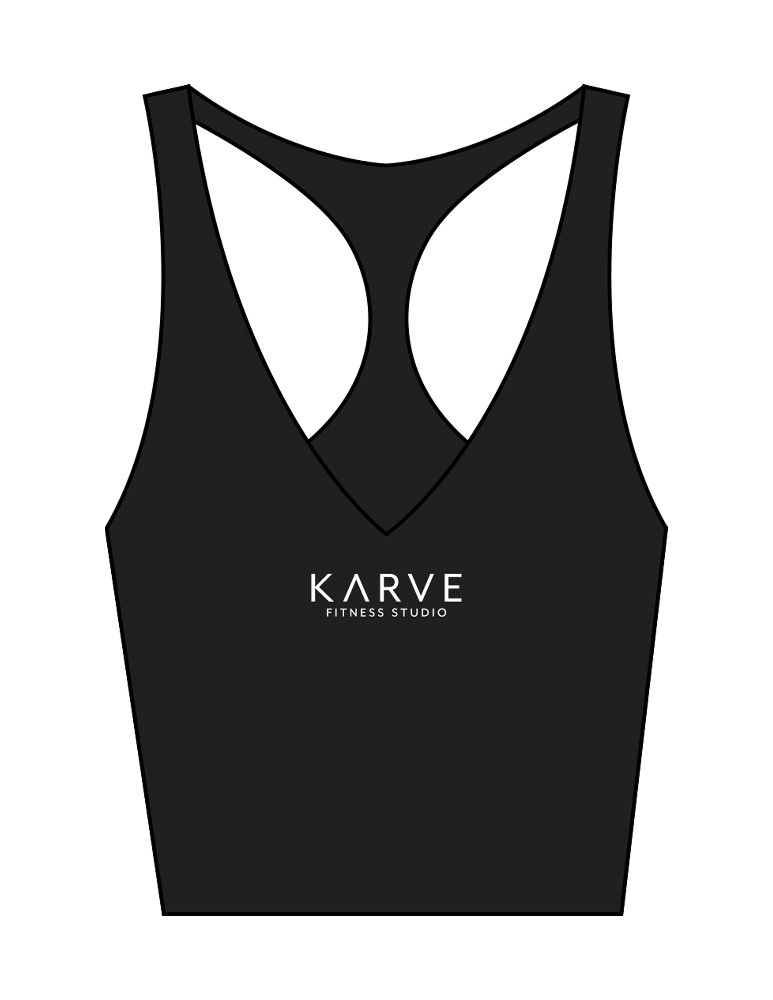 The Racer Tank - Black - Karve - Center Chest Stacked - Printed - White