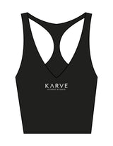 The Racer Tank - Black - Karve - Center Chest Stacked - Printed - White