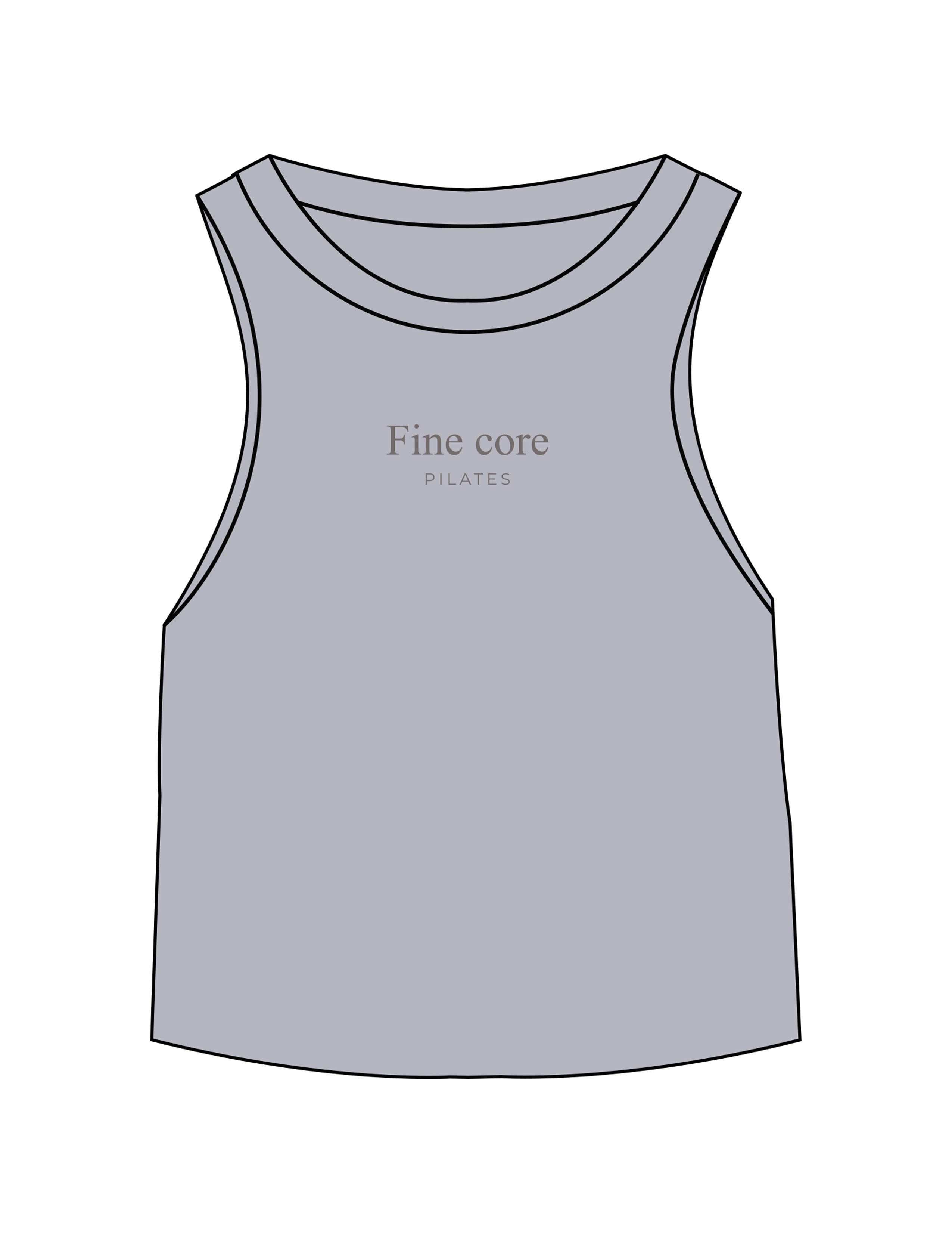 The Micro Rib Racer Crop - Heather - Fine Core Pilates - Center Chest Stacked - Embroidered - Grey