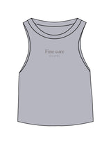 The Micro Rib Racer Crop - Heather - Fine Core Pilates - Center Chest Stacked - Embroidered - Grey