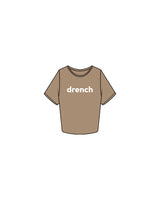 The Crop Tee - Sand - Drench - Center Chest & Neckline - Printed - White