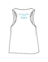 The Crop Tank - White - Powerhouse Fitness - Center Chest & Back Stacked - "Lagree" Printed - Teal