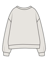 The Womens Crewneck - Washed Bone - Rebel Ride - Center Chest Stacked - Printed - Black