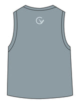 The Daily Crop Tank - Stonewash Denim - Movement With Chels - Center Chest & Back Neckline - Printed - Light Blue