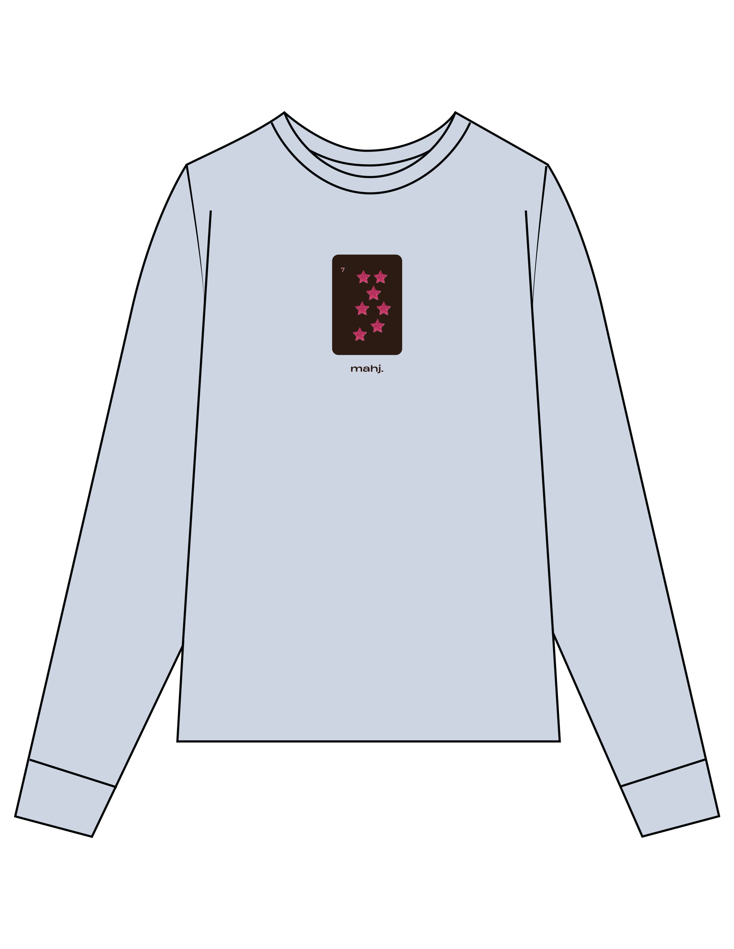 The Unisex Midweight Long Sleeve - Denim Blue - Barnes. The Label - Chest Stars - Printed - Full Color