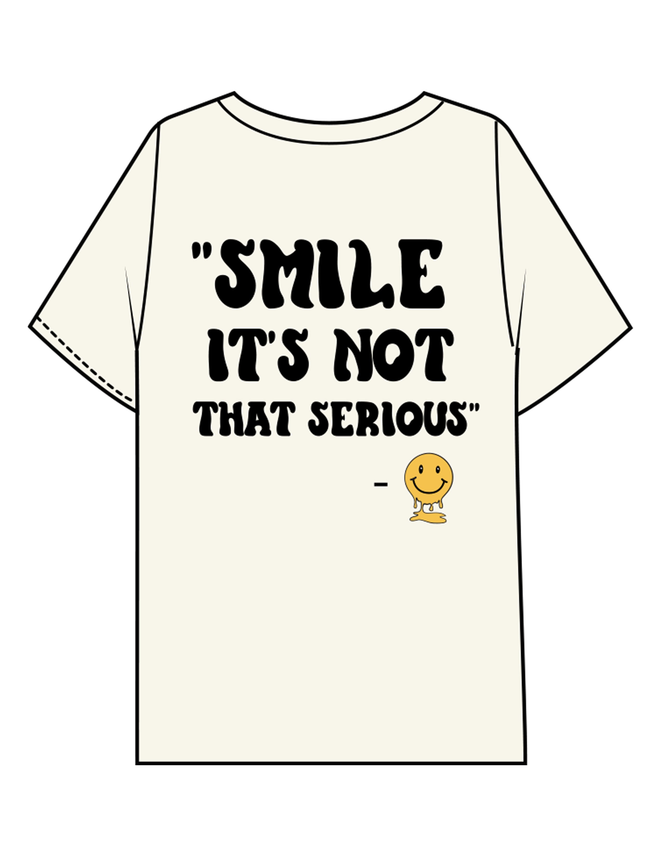 The Mens Boxy Tee - Off White - Try Smile Collective - Left Chest & Back Stacked "SMILE" - Printed - Full Color