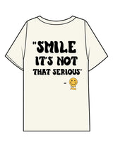 The Mens Boxy Tee - Off White - Try Smile Collective - Left Chest & Back Stacked "SMILE" - Printed - Full Color