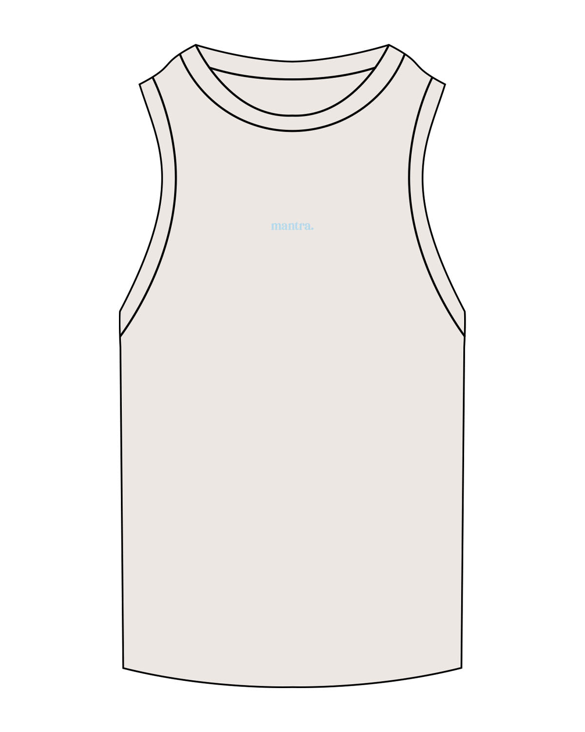 The Ribbed Full Length Tank - Bone - Mantra - Center Chest - Embroidered - Powder