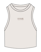 The Ribbed Crop Tank - Bone - Dr Courtney - Center Chest Stacked - Embroidered - Tone on Tone