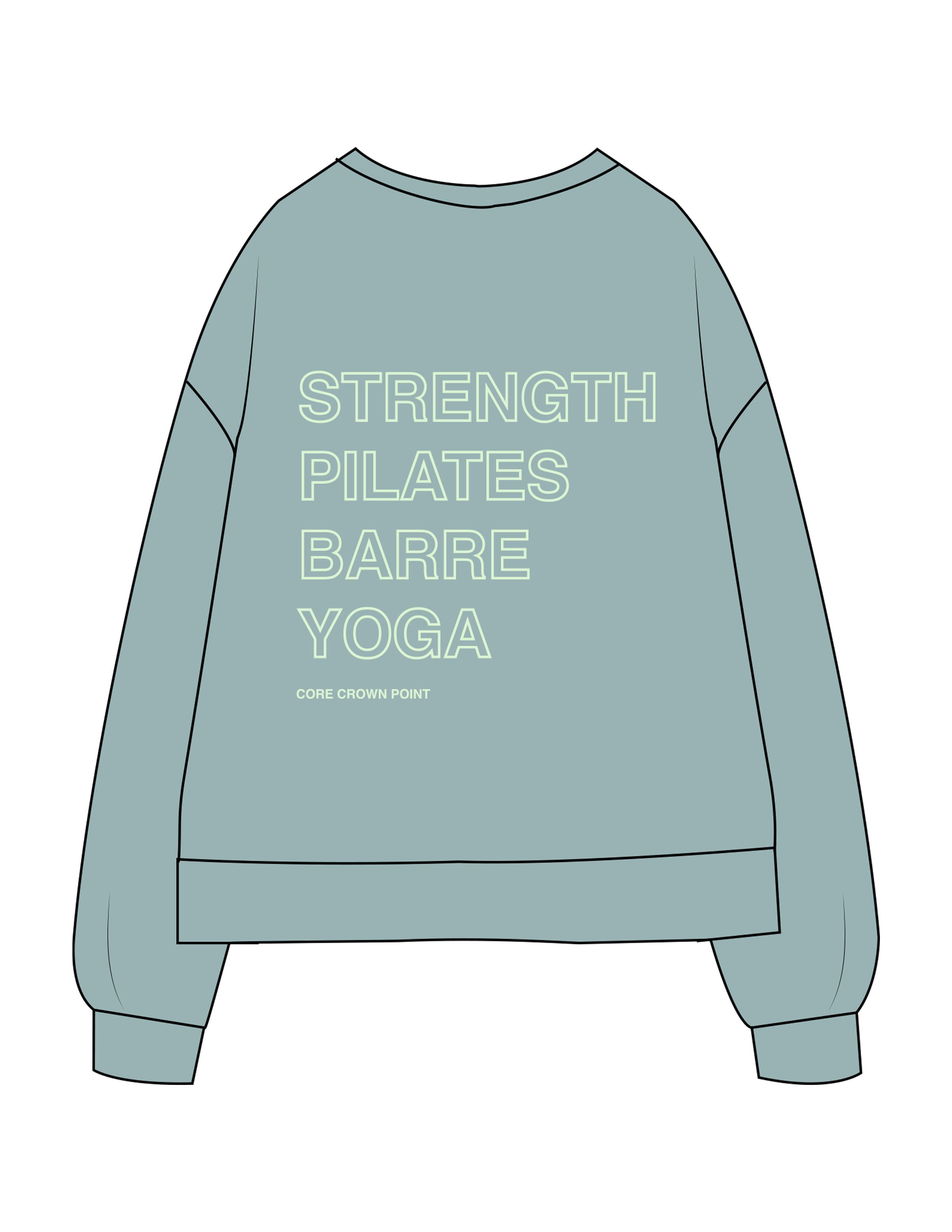 The Recycled Womens Crewneck- Arctic - Core Crown Point - Center Chest & Back Stacked - Printed - Mint