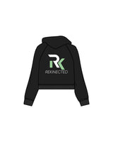 The Womens Lightweight Cropped Hoodie - Black - REKINECTED - Left Chest & Center Back Stacked - Printed - Full Color