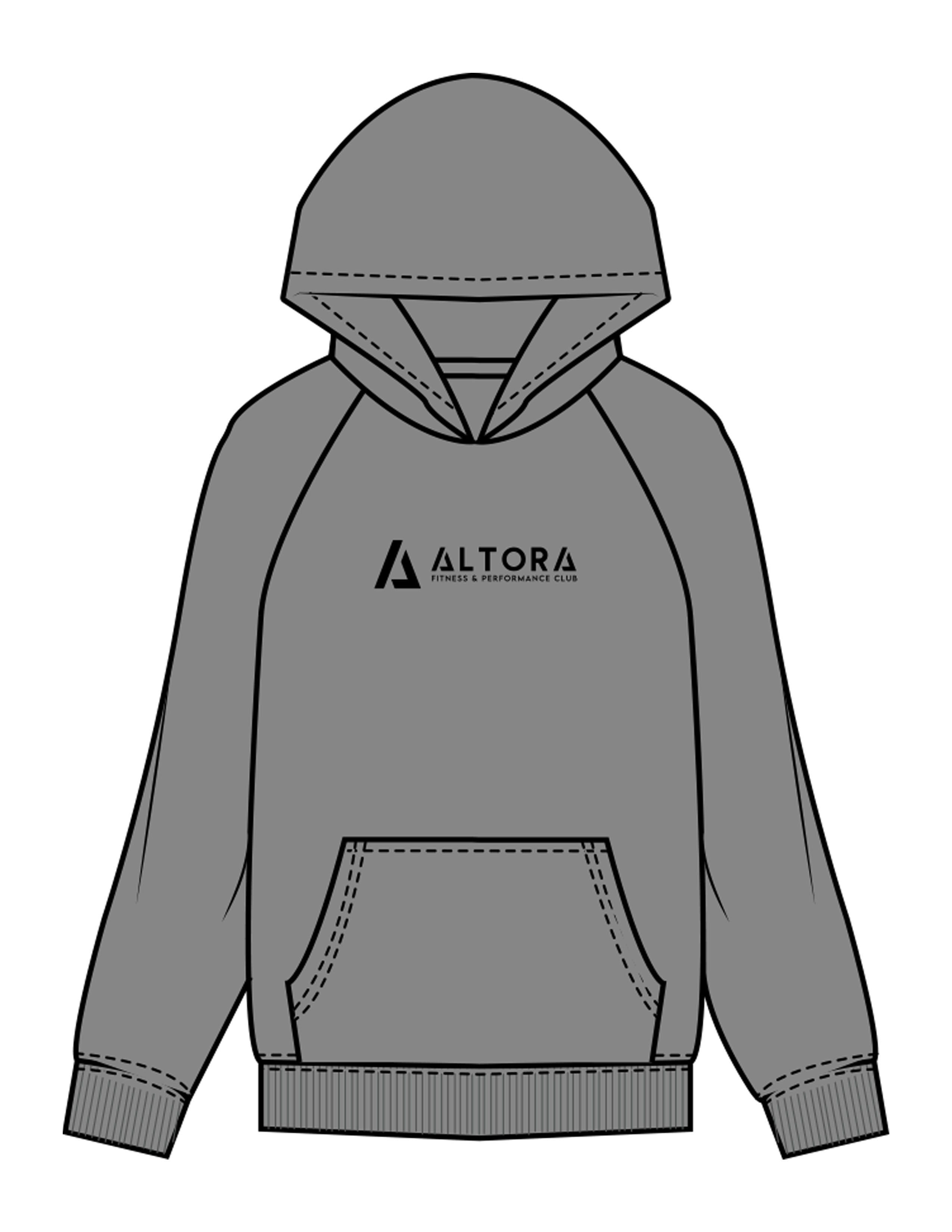 The Womens Hoodie - Shadow - ALTORA - Center Chest & Back Icon - Printed - Black