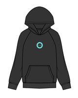 The Mens Hoodie - Washed Black - HiLo - Center Chest - Printed - Aqua