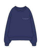 The Mens Crewneck - Cobalt - PLATFORM - Left Chest Stacked - Back Stacked - Printed - White