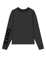 The Womens Heavyweight Long Sleeve - Washed Black - Onyx Fit - Right Sleeve & Back Neckline - Black