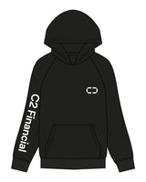 The Mens Hoodie - Black - C2 Financial - Left Chest & Right Sleeve - Printed - White