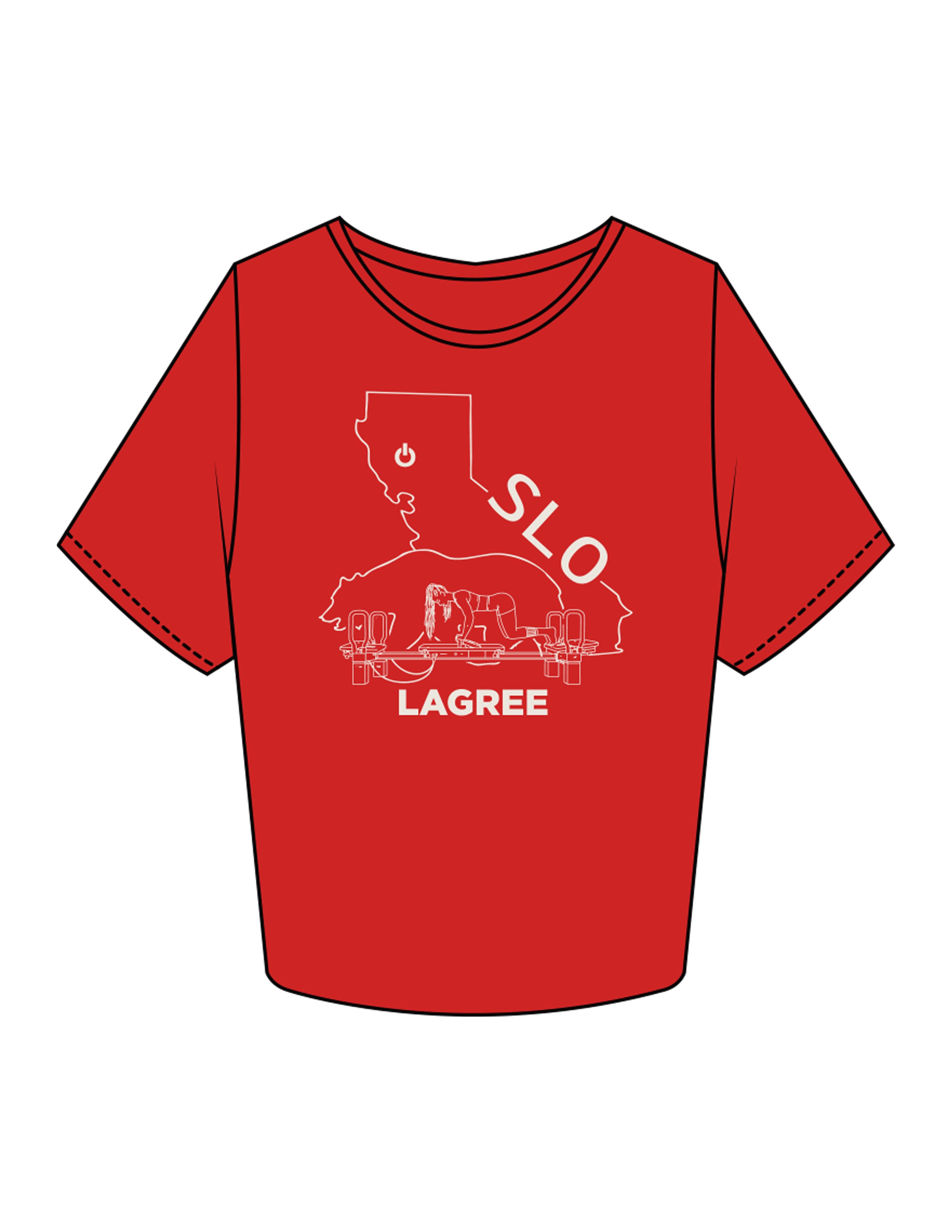 The Crop Tee - Red - Powerhouse Fitness - Full Front & Back Neckline - Printed - Off White