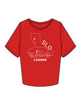 The Crop Tee - Red - Powerhouse Fitness - Full Front & Back Neckline - Printed - Off White