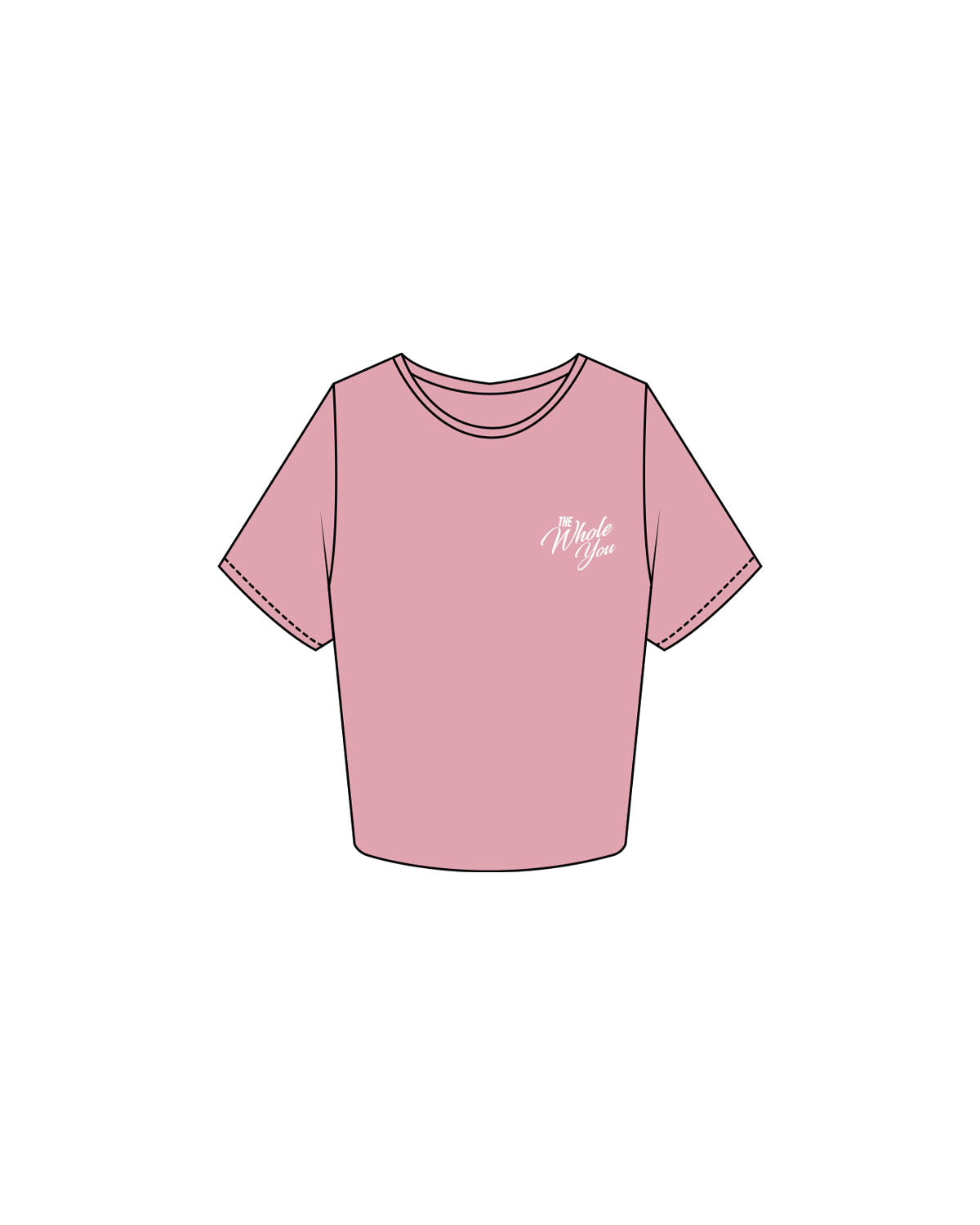 The Crop Tee - Bubblegum - The Whole You Wellness - Left Chest & Back Image - Printed - Full Color