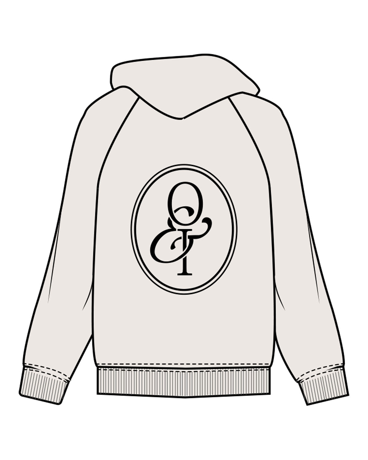 The Mens Hoodie - Bone - Onyx & Ivory - Upper Pocket & Back Oval - Printed - Black
