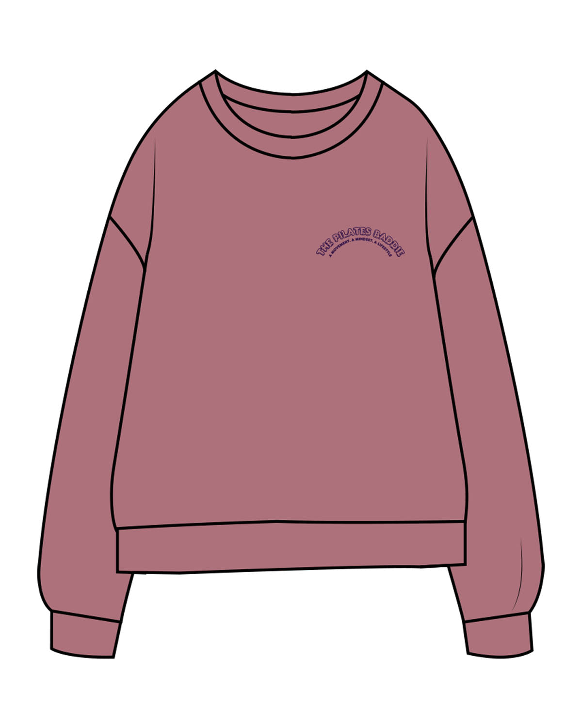 The Midweight Unisex Crewneck - Washed Maroon - Pilates Baddie - Left Chest Arc & Back Round - Printed - Purple
