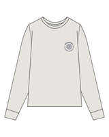 The Womens Heavyweight Long Sleeve - Washed Bone - MD Hyperbaric - Left Chest Round & Back Stacked - Printed - Navy
