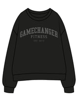 The Womens Crewneck - Black - Game Changer - Chest Stacked - Printed - Charcoal