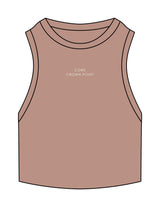The Ribbed Crop Tank - Clay - Core Crown Point - Center Chest Stacked - Embroidered - Bone