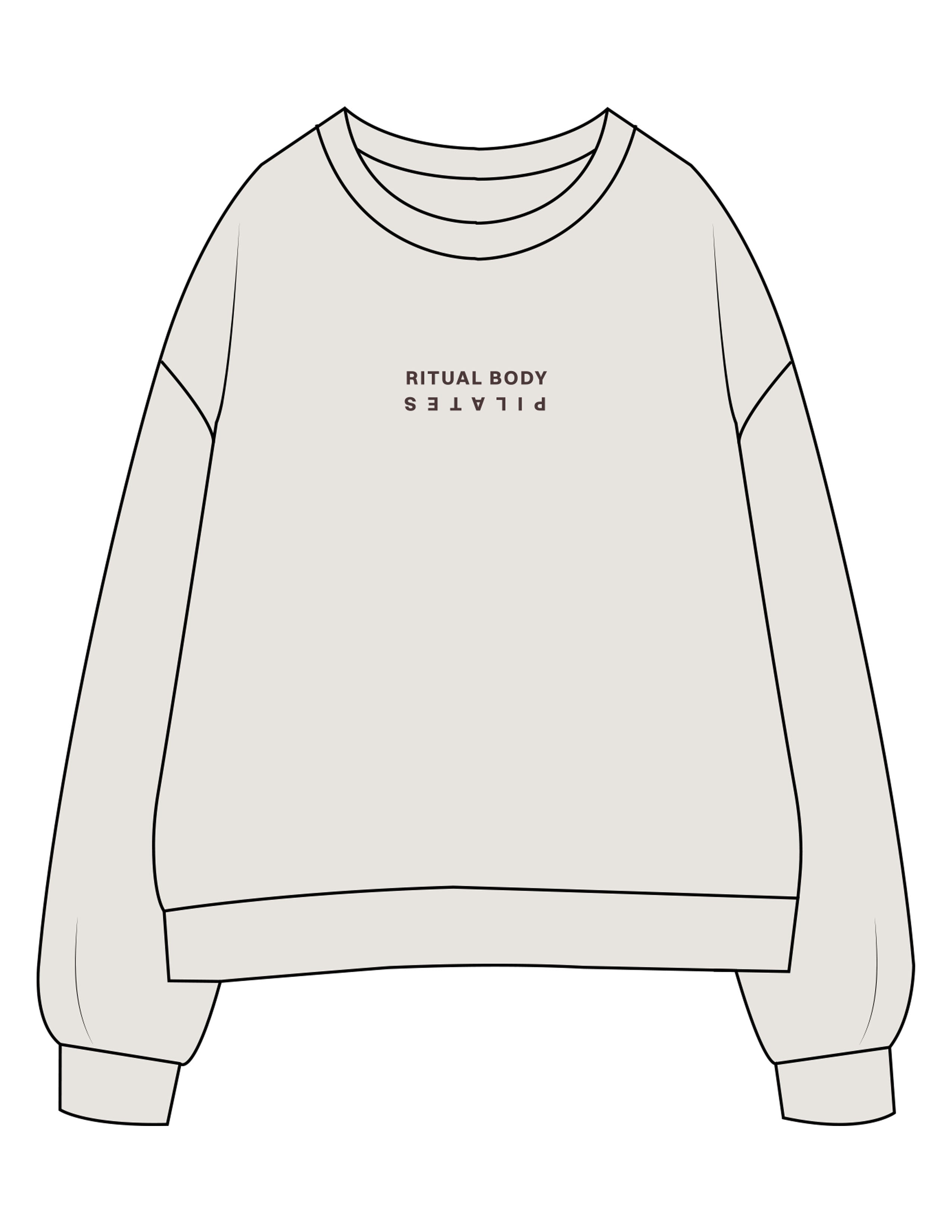 The Womens Crewneck - Washed Bone - Ritual Body - Center Chest Inverted - Printed - Brown