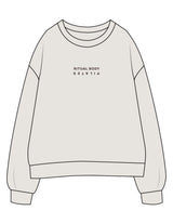 The Womens Crewneck - Washed Bone - Ritual Body - Center Chest Inverted - Printed - Brown