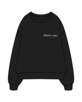 The Womens Heavyweight Crewneck - Black - 31Theraphy - Left Chest Stacked - Bone