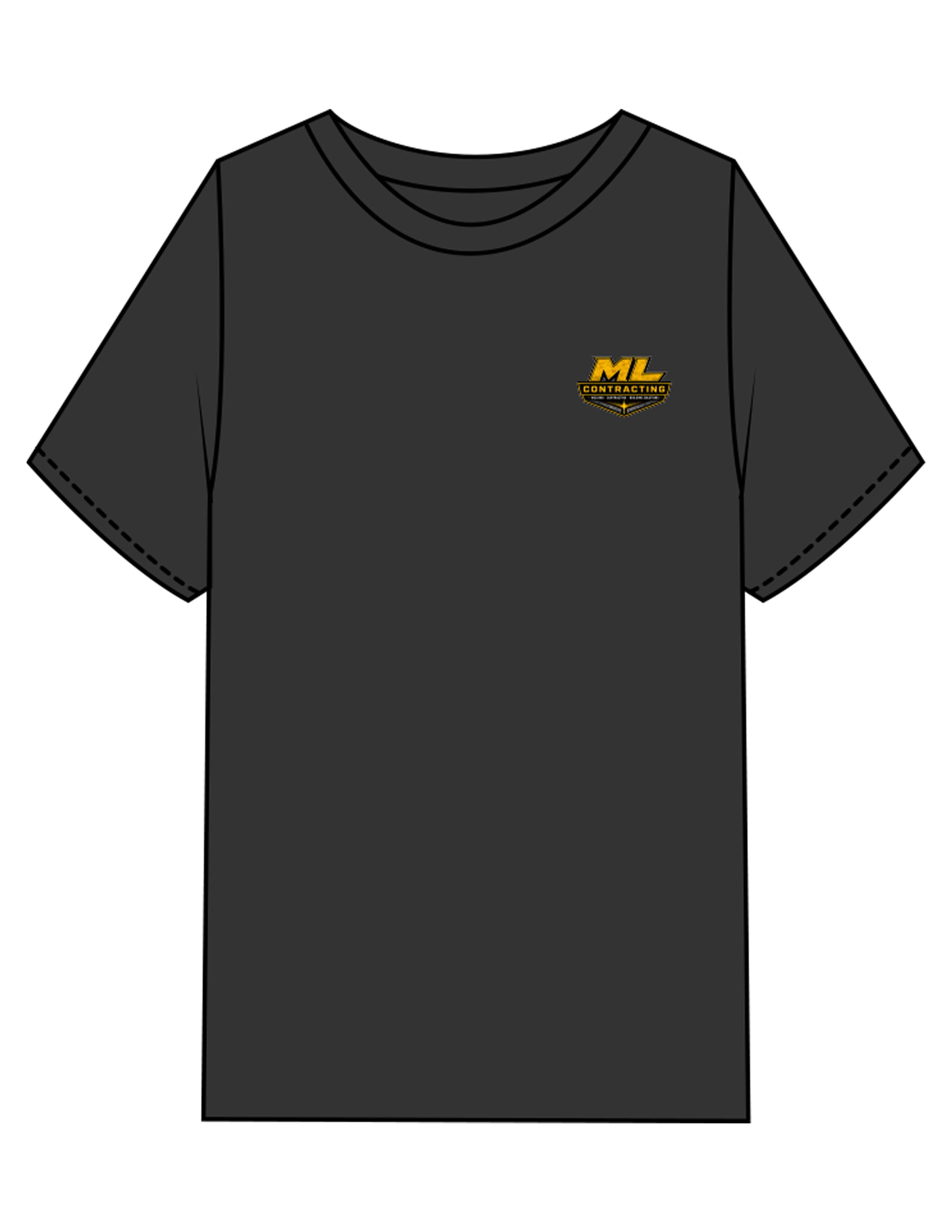 The Mens Heavyweight Tee - Washed Black - ML Contracting LLC - Left Chest & Back Image - Printed - Full Color