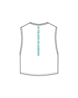 The Crop Muscle Tank - White - Reform Studios - Left Chest & Back Vertical - Printed - Teal