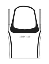 The Piped Tank - White - Golden Hour - Center Back - Printed - Black