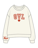 The Womens Crewneck - Off White - M4Lagree - Center Chest Stacked & Right Sleeve Stacked - Printed - Full Color