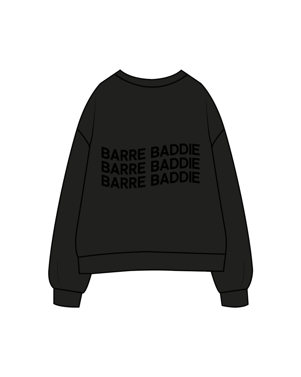 The Womens Crewneck - Black - Karve - Left Chest & Center Back - Printed - Tone on Tone