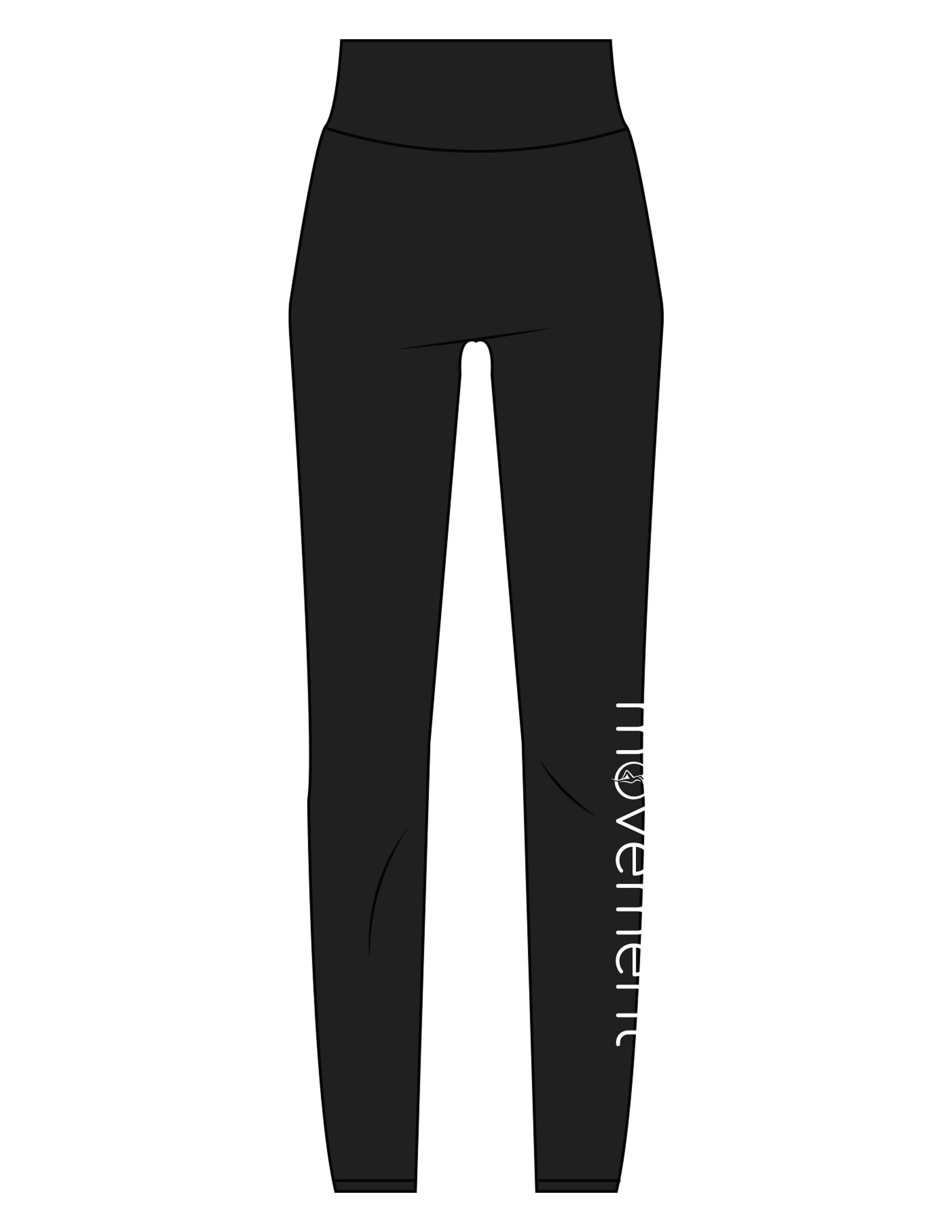 The Basic Legging - Black - Movement Pilates Buffalo - Left Leg - Printed - White