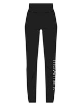 The Basic Legging - Black - Movement Pilates Buffalo - Left Leg - Printed - White