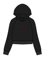 The Womens Crop Hoodie - Black - Lagree Red - Center Chest - Embroidered - Red