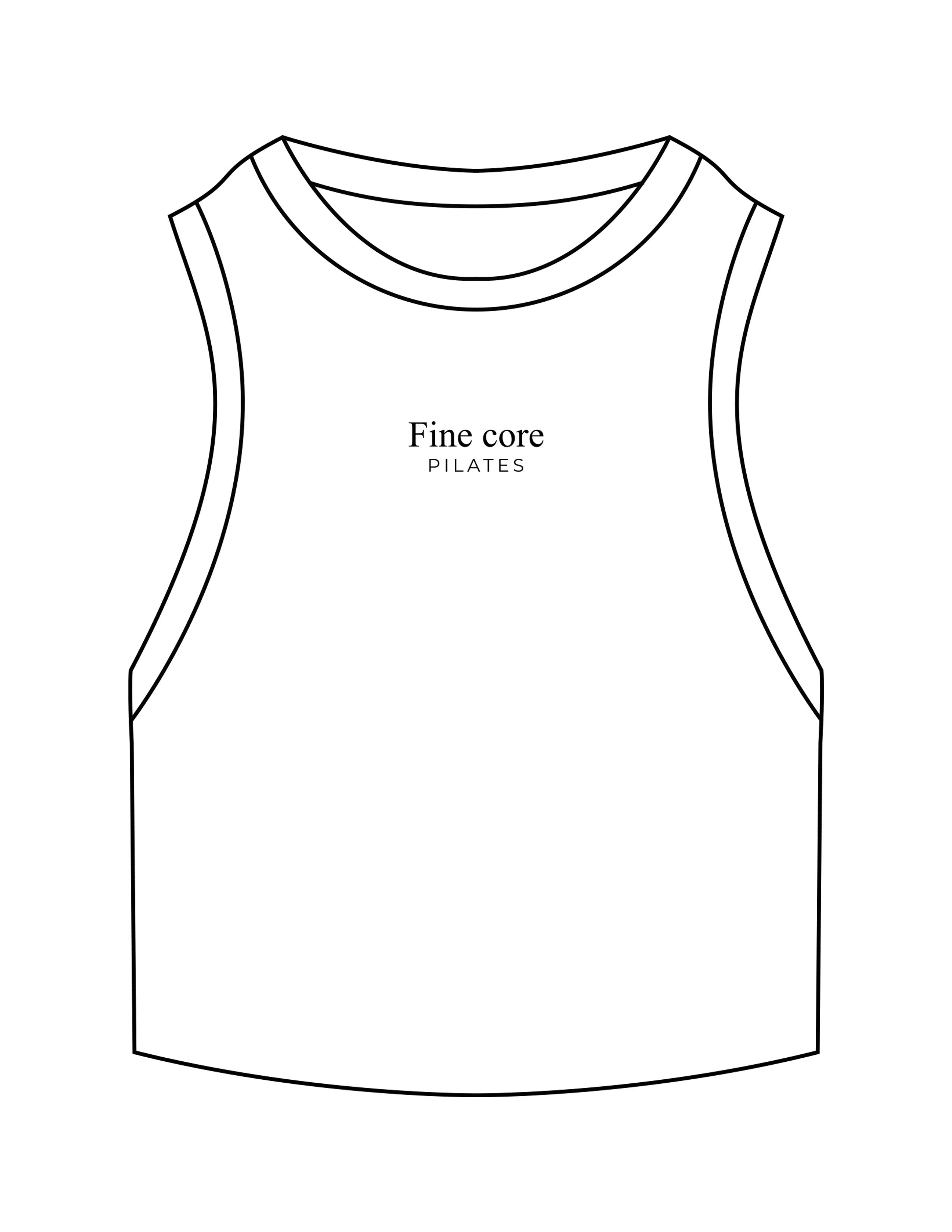The Ribbed Crop Tank - White - Fine Core Pilates - Center Chest Stacked - Embroidered - Black