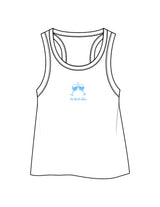 The Crop Tank - White - Powerhouse Fitness - Center Chest & Back Stacked - "Lagree" Printed - Teal