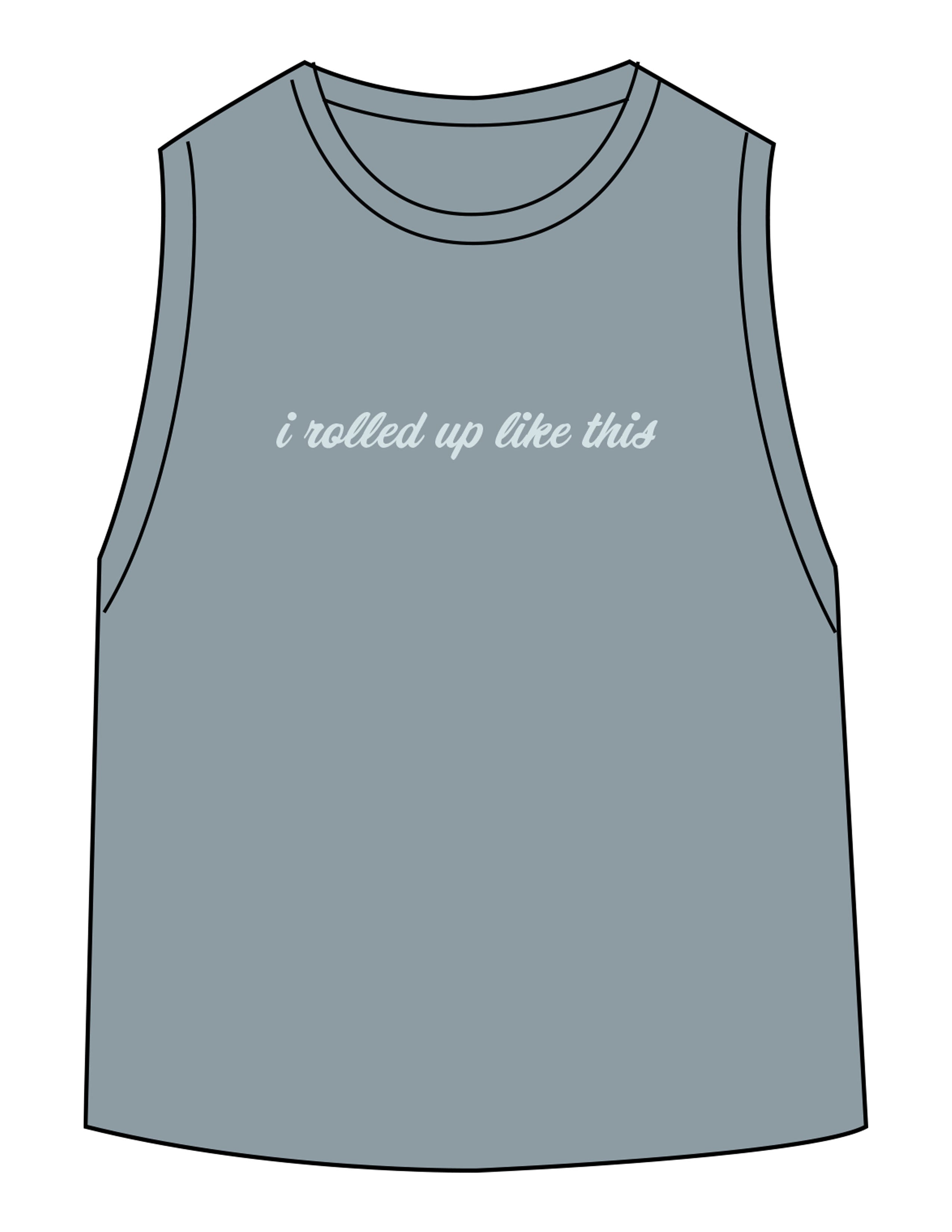 The Daily Crop Tank - Stonewash Denim - Movement With Chels - Center Chest & Back Neckline - Printed - Light Blue