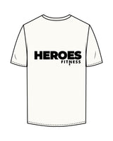 The Mens Tee - Off White - Heroes Fitness - Left Chest "TRAINER" & Back Stacked - Printed - Black