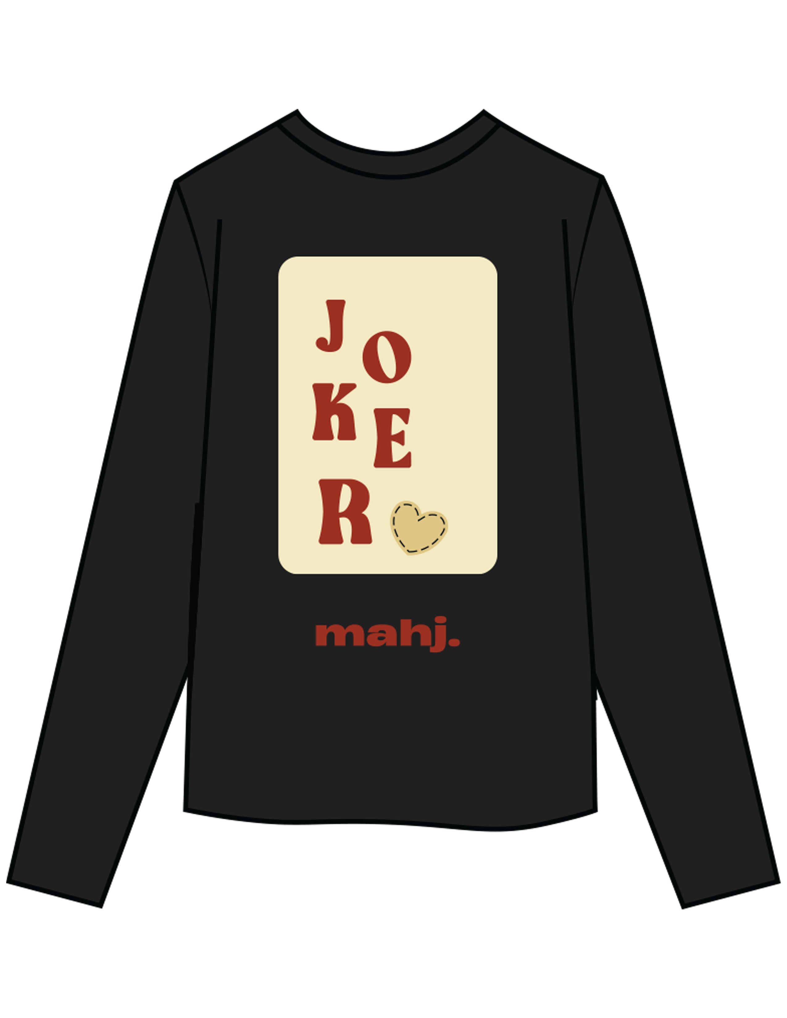 The Womens Oversized Long Sleeve - Black - Barnes. The Label - Left Chest & Back Joker - Printed - Full Color