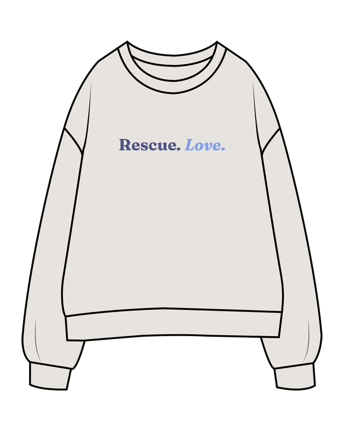 The Womens Crewneck - Washed Bone - LLR - Center Chest & Back Stacked - Printed - Full Color